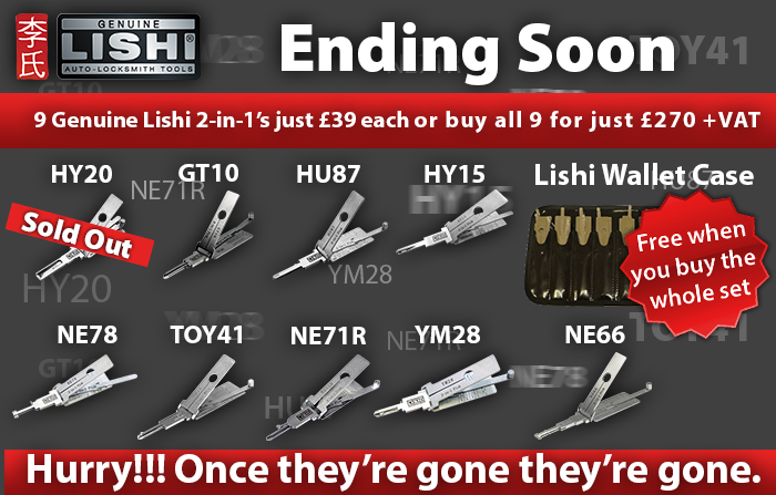 select 9 Genuine Lishi 2in1′s from £39 VAT, or buy the set for 
